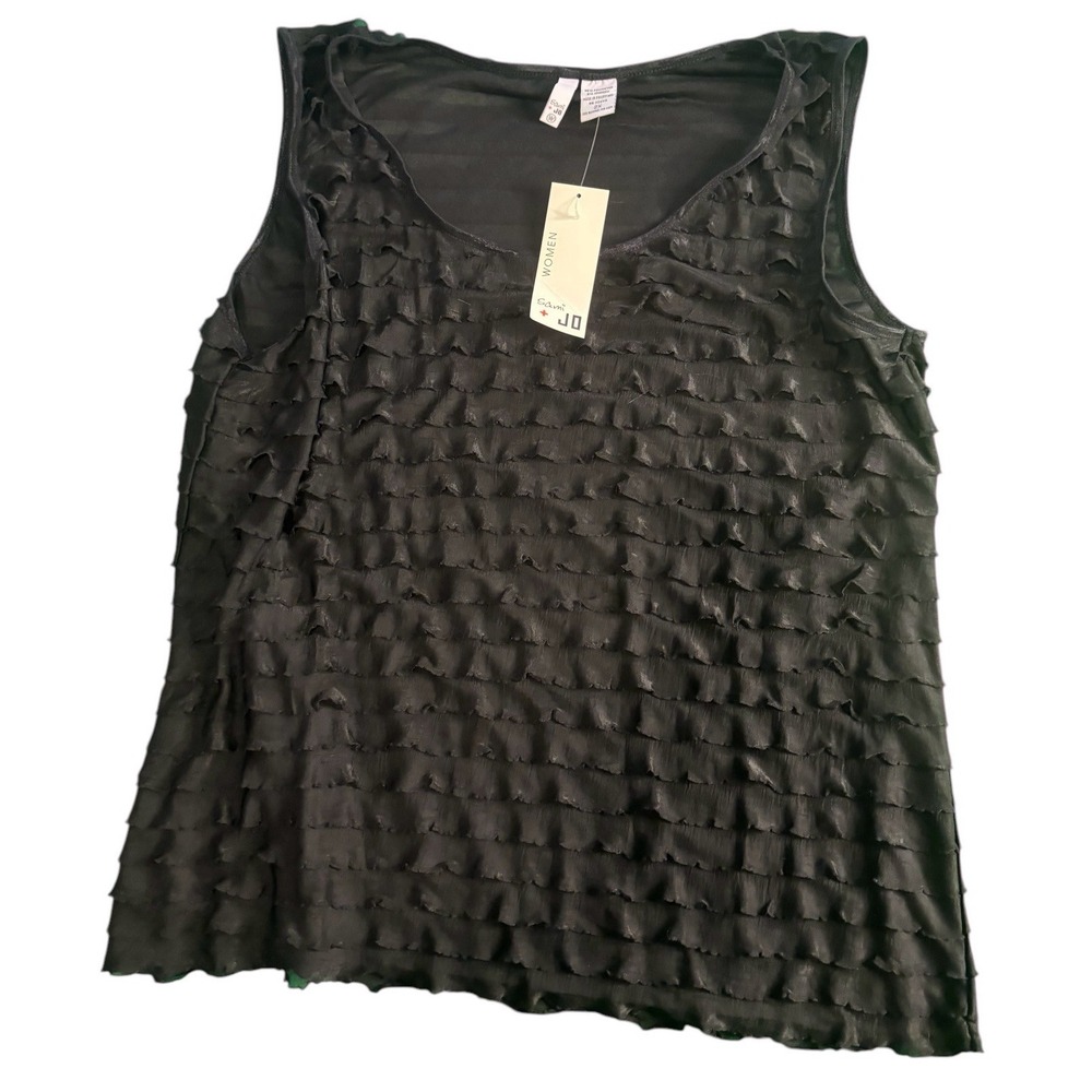 Sami‎ Jo Top Womens 2XL Black Tank Sleeveless Ruffle Layer NWT